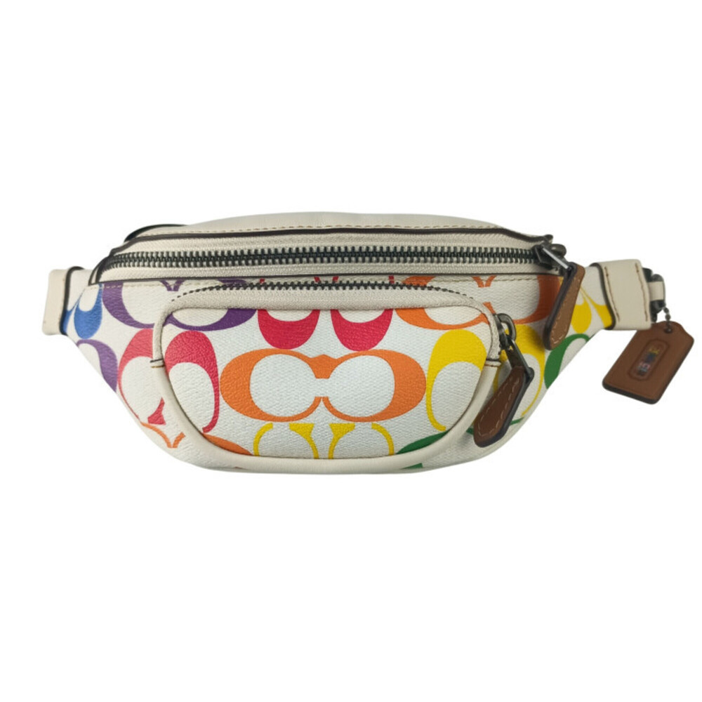 COACH Sprint Belt Bag 24 CJ682 Chalk Multi Leather Body Signature for Men and...